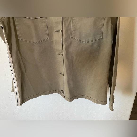 Monrow|Olive Anorak Jacket with Stripe Detail on Sides, Size Large•••Shaket - Picture 3 of 14